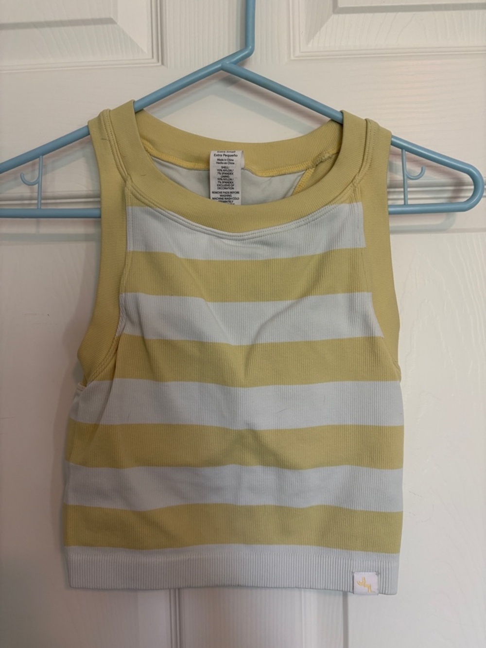 JoyLab Yellow and White Striped Ribbed Tank Top